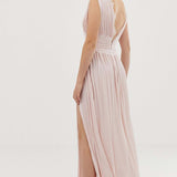 ASOS DESIGN Premium Lace Insert Pleated Dress