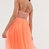 ASOS DESIGN Premium Lace Top Tulle Cami Mini Dress