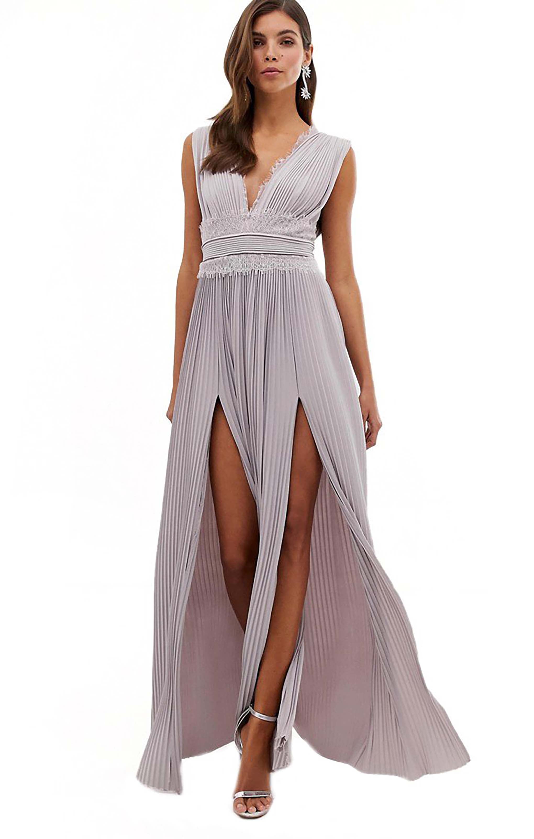 ASOS DESIGN PREMIUM Purple Lace Insert Dress ASOS DESIGN PREMIUM Purple Lace Insert Dress