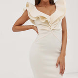 ASOS DESIGN Premium Quilted Bardot Peplum Dress