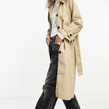 ASOS DESIGN Premium Top Collar Trench In Stone