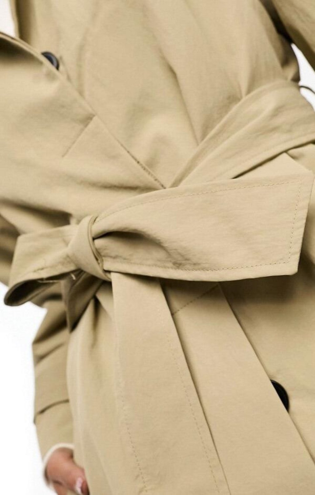 ASOS DESIGN Premium Top Collar Trench In Stone
