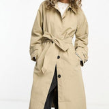 ASOS DESIGN Premium Top Collar Trench In Stone