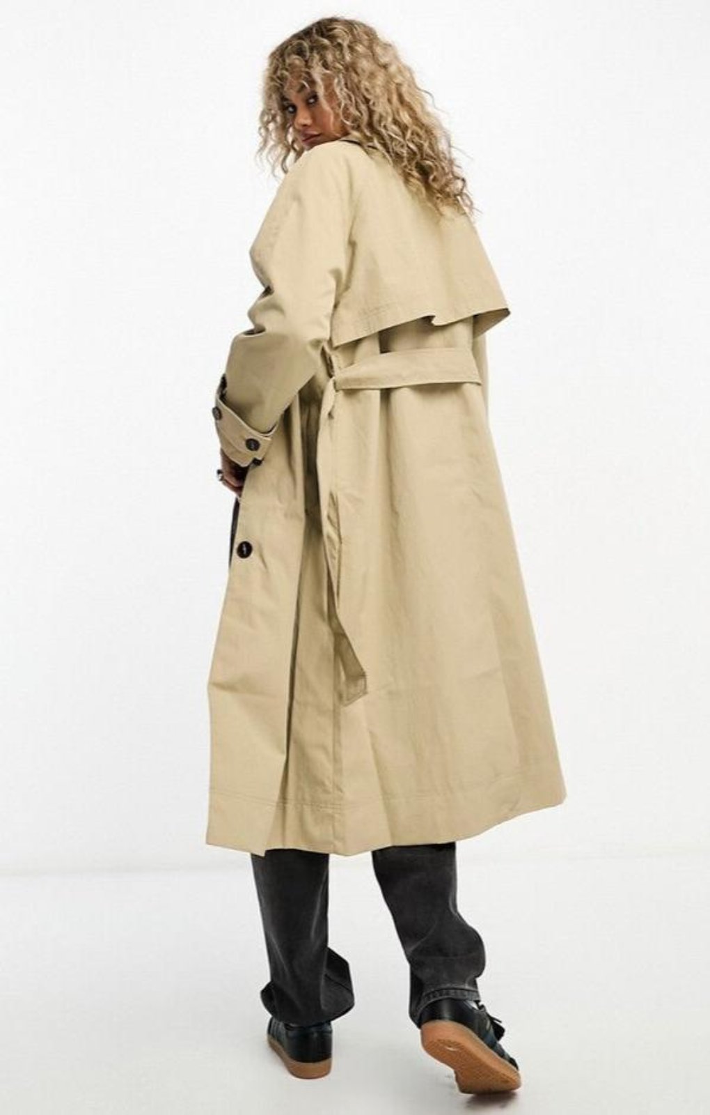 ASOS DESIGN Premium Top Collar Trench In Stone