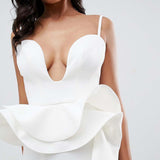 ASOS DESIGN Premium U Bar Wired Ruffle Mini Dress