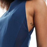 Asos Design Racer Neck Mini Dress With Sheer Detail In Teal