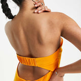 Asos Design Satin Bandeau Maxi Dress With Cowl Back In Orange product image