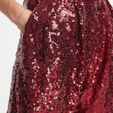 Asos Design Sequin Slouchy Trousers In Red