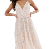 ASOS DESIGN Strappy Midi Dress in Delicate Floral Embellishment