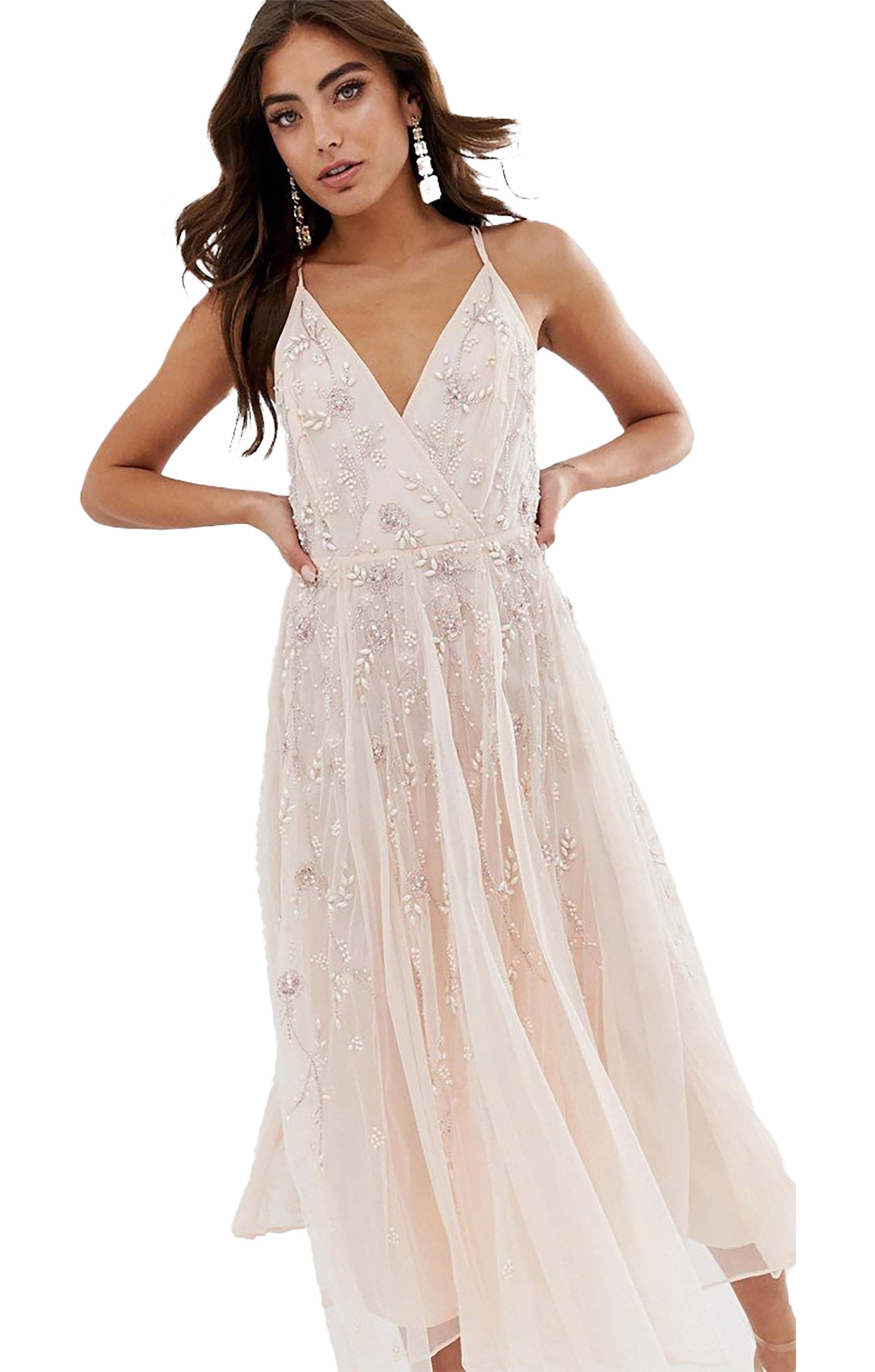 Rent ASOS DESIGN Strappy Midi Dress in Delicate Floral Embellishment | Hirestreet Rent ASOS DESIGN Strappy Midi Dress in Delicate Floral Embellishment | Hirestreet