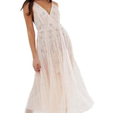 ASOS DESIGN Strappy Midi Dress in Delicate Floral Embellishment