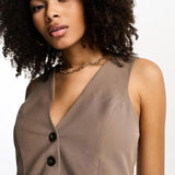 Asos Design Tailored 2 In 1 Waistcoat Jumpsuit In Taupe