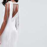 ASOS DESIGN Tall Embellished Scuba Fringe Dress