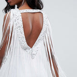 ASOS DESIGN Tall Embellished Scuba Fringe Dress