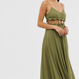 ASOS DESIGN Tall Maxi Dress in Crinkle Chiffon with Cross Neck Detail