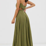 ASOS DESIGN Tall Maxi Dress in Crinkle Chiffon with Cross Neck Detail
