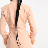 Asos Design Tall Nipped Waist Tuxedo Suit Blazer With Fringe Cuff In Apricot