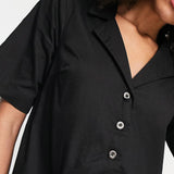 Asos Design Twill Collared Button Midi Smock Dress In Black