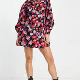 Asos Design Twill Flippy Mini Shirt Dress In Rose Print – dresses by ASOS DESIGN, available to rent from Hirestreet