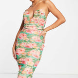 Asos Design U Wire Bandeau Ruched Midi Dress In Floral product image