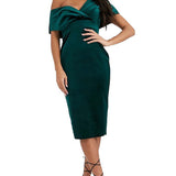 ASOS DESIGN Velvet Fallen Shoulder Midi Dress