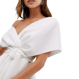 ASOS DESIGN Fallen Shoulder White Prom Dress