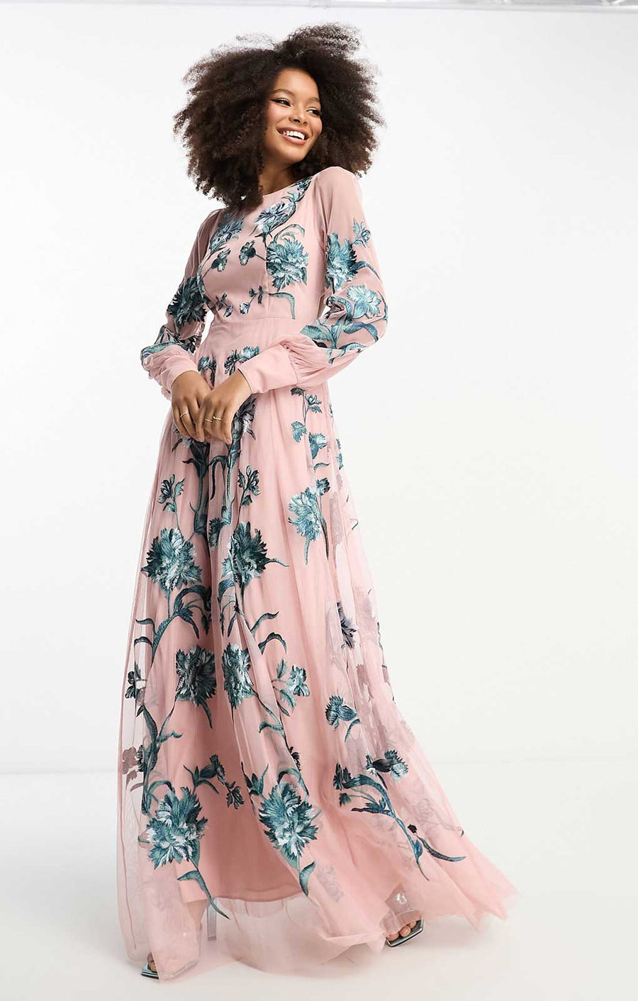 Rent Asos Edition Blouson Sleeve Floral Embroidered Maxi Dress With