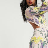 ASOS EDITION Blouson Sleeve Floral Embroidered Dress