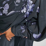 Asos Edition Curve Batwing Chiffon Midi Dress With Floral Embroidery In Petrol Blue