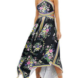 ASOS EDITION Dark Scarf Print Halter Midi Dress