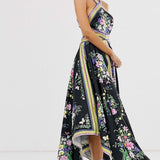 ASOS EDITION Dark Scarf Print Halter Midi Dress