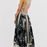 ASOS EDITION Dark Scarf Print Halter Midi Dress