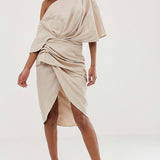ASOS EDITION Drape Asymmetric Linen Midi Dress