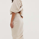 ASOS EDITION Drape Asymmetric Linen Midi Dress