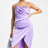 Asos Edition Drape Satin Cami Midi Dress In Lilac