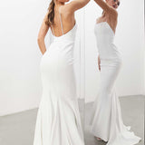 Asos Edition Eden Crepe Square Neck Cami Wedding Dress In Ivory product image