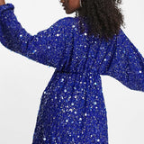 Asos Edition Embellished Gathered Waist Mini Dress In Bright Blue product image