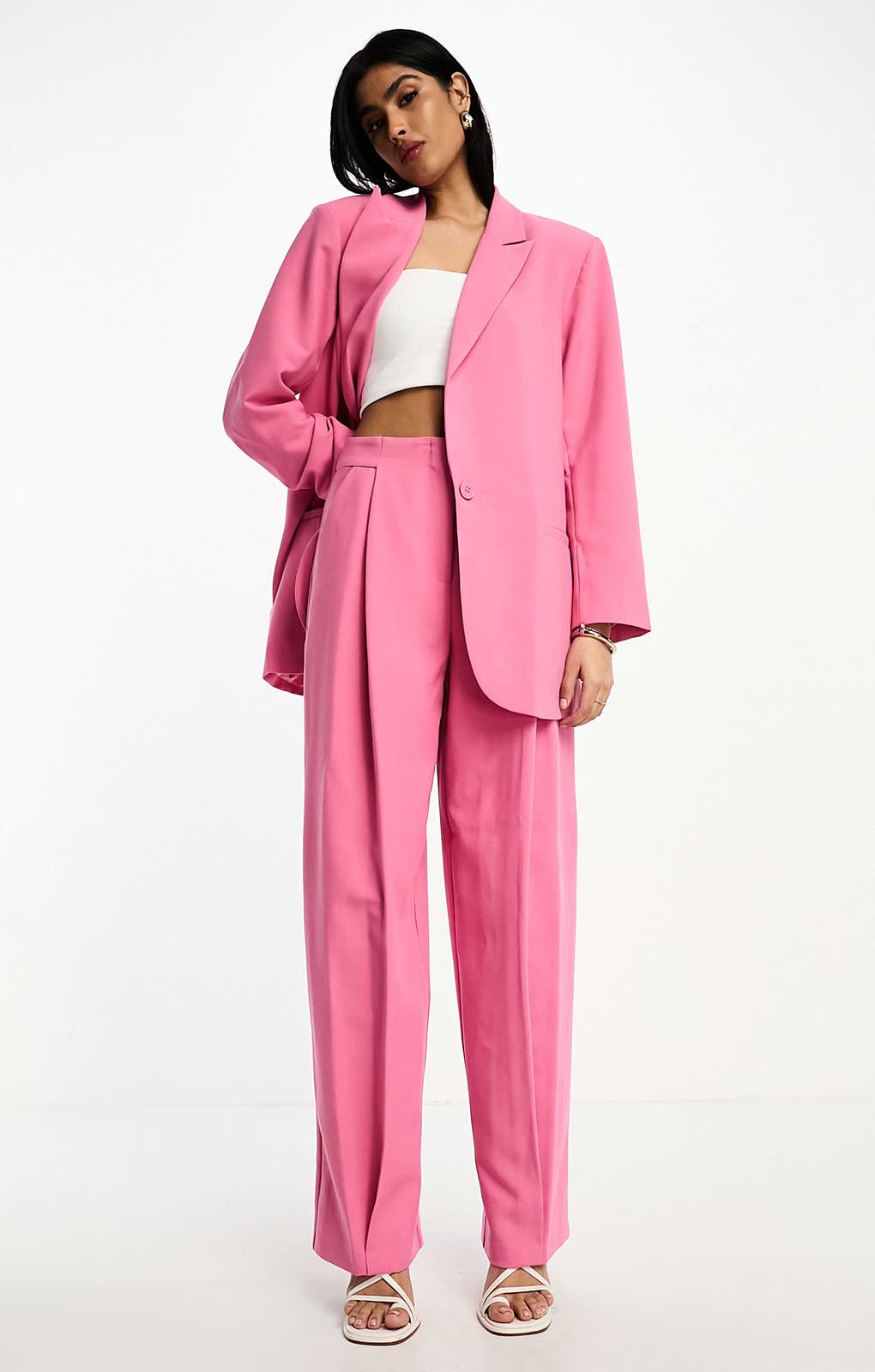 Asos Edition Oversized Longline Blazer & Trouser Co-Ord In Pink