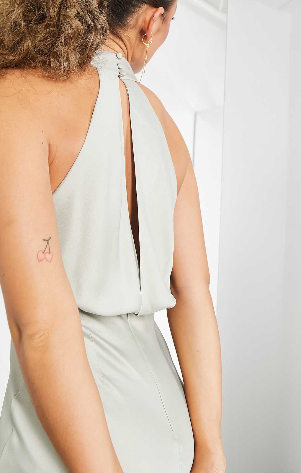 Asos Edition Satin Halter Cowl Maxi Dress In Sage Green product image