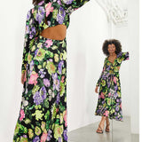 Asos Edition Satin Midi Dress With Cut Out Back In Bright Floral Print product image