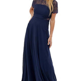 ASOS Lace Insert Panelled Maxi Dress in Navy