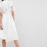 ASOS PREMIUM Satin Pleat Detail Dress