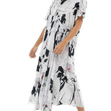 ASOS Block Floral Ruched Maxi Dress