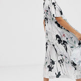 ASOS Block Floral Ruched Maxi Dress