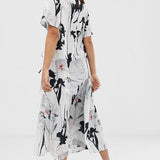 ASOS Block Floral Ruched Maxi Dress