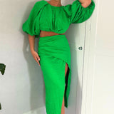 Asos Edition Textured Blouson Crop Top And Drape Skirt Co-Ord