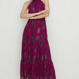 Oasis Berry Tiered Halter Neck Metallic Dress product image