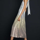 Oasis Hand Embellished Ombre Sequin Halter Midi Dress