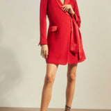 Oasis Satin Collar Wrap Crepe Blazer Dress