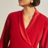 Oasis Satin Collar Wrap Crepe Blazer Dress